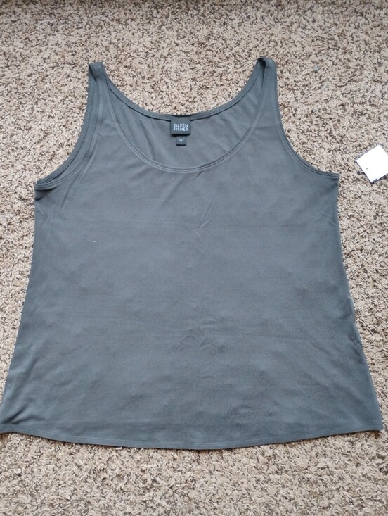 Eileen Fisher Tops - NEW Eileen Fisher 100% Silk Knit Scoop Neck Tank Top Camisole Blouse Dark Gray L